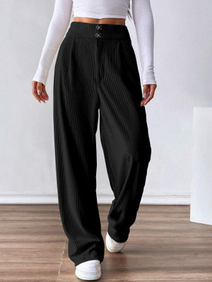 Rajovati Loose Fit Women Black Trousers