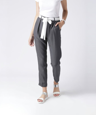 KASSUALLY Slim Fit Women Grey Trousers