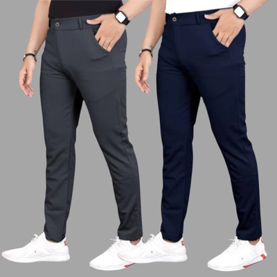 KENDORE Regular Fit Men Dark Blue, Grey Trousers