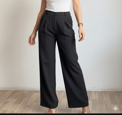 High-Buy Loose Fit Women Black Trousers