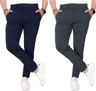 geetafashion Regular Fit Men Blue, Grey Trousers