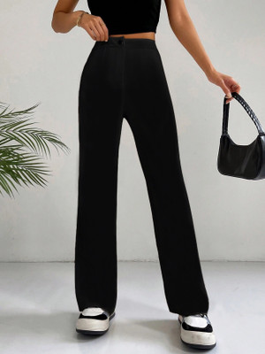 Toochki Straight Fit Women Black Trousers