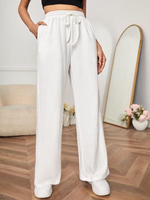 Dockstreet Loose Fit Women White Trousers