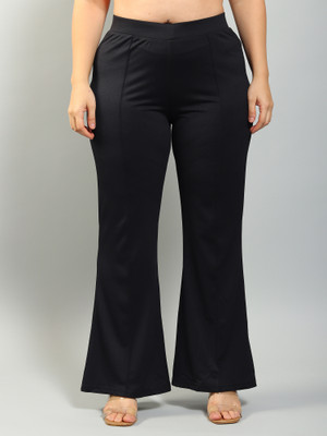 Plus Size Regular Fit Women Black Trousers