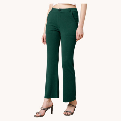 High Glitz Regular Fit Women Green Trousers