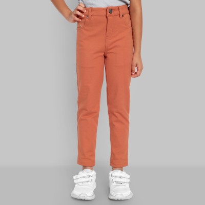 one sky Slim Fit Girls Red Trousers