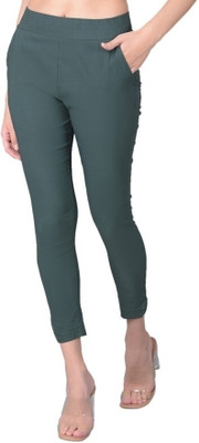 Comfort Lady Regular Fit Women Dark Green Trousers