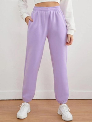 CLOTHINK India Regular Fit Women Purple Trousers
