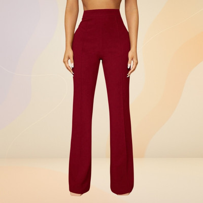 lookskky Loose Fit Women Maroon Trousers