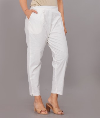 Dlifestyle Slim Fit Women White Trousers