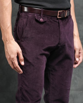 RARE RABBIT Regular Fit Men Purple Trousers