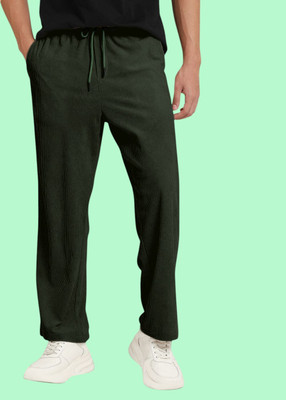 NIVEDANM Relaxed Men Dark Green Trousers