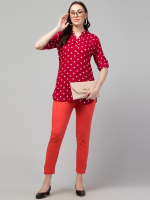 Clarita Skinny Fit Women Red Trousers