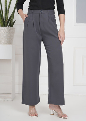 VOLVIERA Regular Fit Women Grey Trousers