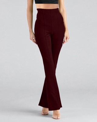 VDTREND Regular Fit Women Maroon Trousers