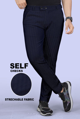 INDICLUB Regular Fit Men Dark Blue Trousers