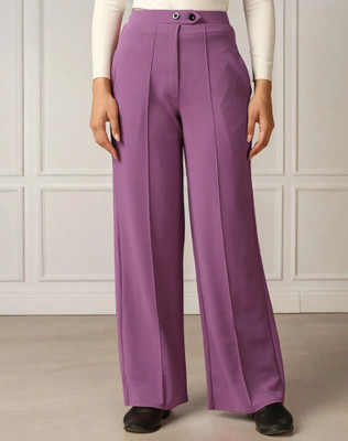 Selvia Comfort Fit Women Purple Trousers