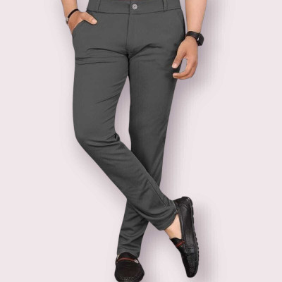 ISUEL FAB Slim Fit Men Grey Trousers