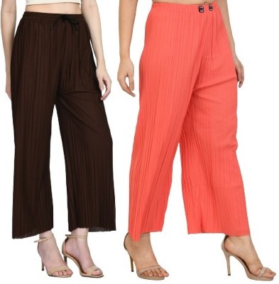 GLADLY Regular Fit Women Brown, Orange Trousers