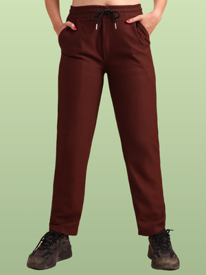 GIBBONTE Self Design Women Brown Track Pants