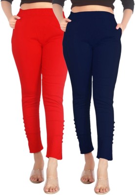 JNK18 Regular Fit Women Dark Blue, Red Trousers