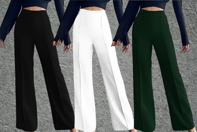 Parona Regular Fit Women Black, White, Green Trousers