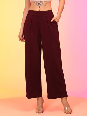Globus Regular Fit Women Maroon Trousers
