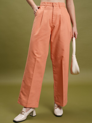 Tokyo Talkies Regular Fit Women Orange Trousers