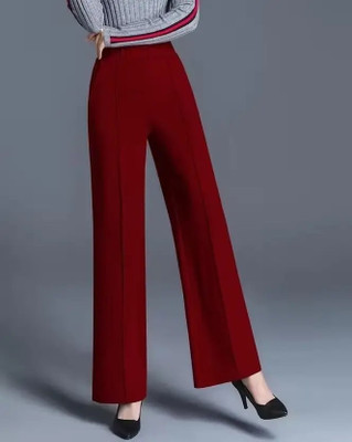 TOLIKE Straight Fit Women Maroon Trousers