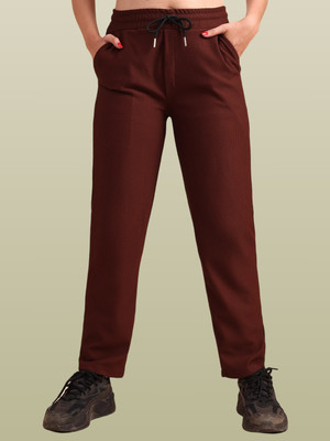 GIBBONTE Self Design Women Brown Track Pants