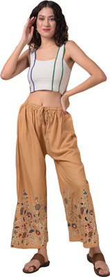 A R SILK DUPATTA HUB Regular Fit Women Gold Trousers