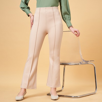 YU by Pantaloons Flared Women Beige Trousers