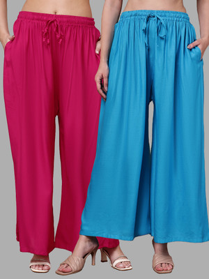 VALLES365 by S.c. Flared Women Blue, Pink Trousers