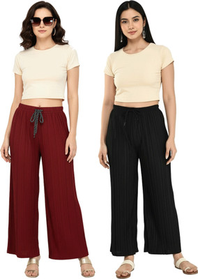 MODLYFASHION Comfort Fit Women Black, Maroon Trousers