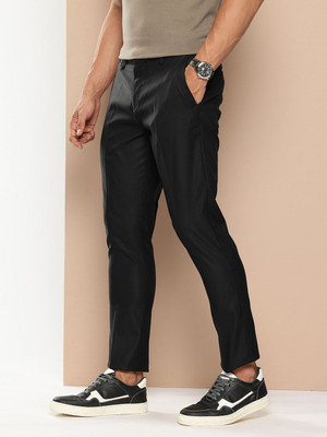 encore by INVICTUS Regular Fit Men Black Trousers