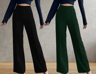 Kintu Parantu Regular Fit Women Black, Green Trousers