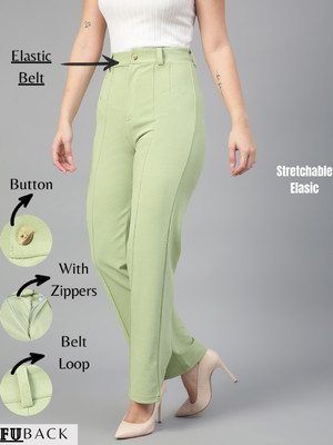 FUBACK Regular Fit Women Light Green Trousers