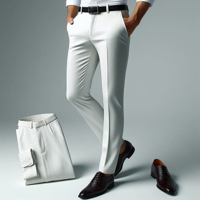 Glad Rag Regular Fit Men White Trousers