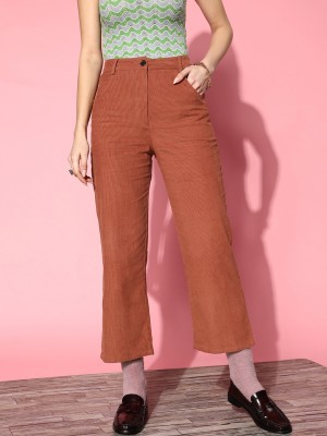 Berrylush Regular Fit Women Brown Trousers