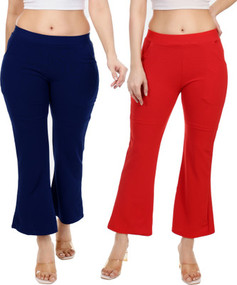 adibaba Regular Fit Women Red, Dark Blue Trousers