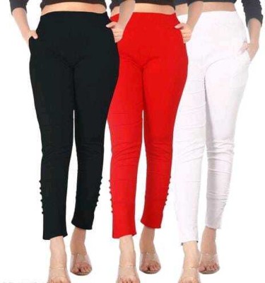 samar Regular Fit Women Red, Black, White Trousers