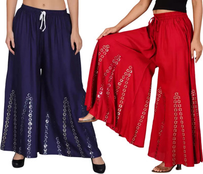 SMASUMM Comfort Fit Women Dark Blue, Red Trousers