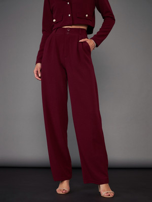 SASSAFRAS Regular Fit Women Maroon Trousers