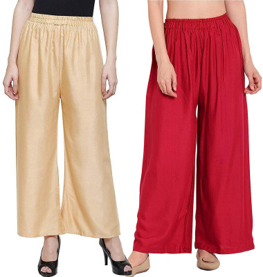 Qeheem Regular Fit Women Gold, Red Trousers