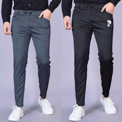 Achalnath Enterprises Regular Fit Men Black, Grey Trousers