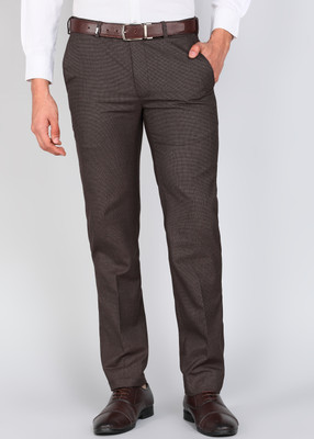 PARK AVENUE Slim Fit Men Brown Trousers