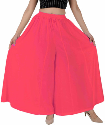 Jaipuri Print Flared Women Pink Trousers