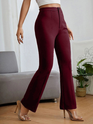 Stylefabs Regular Fit Women Maroon Trousers