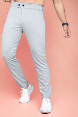INDICLUB Slim Fit Men Silver Trousers