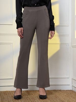 fithub Flared Women Grey Trousers